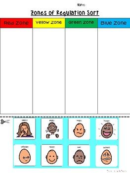 Zones of Regulation Emotion Sort #alliwantforchristmas Zones Of Regulation Art Activities, Zones Of Regulation Worksheets, Zones Of Regulation Printables Free, Special Education Worksheets, Counseling Tips, Zones Of Regulation, Self Regulation, The Zone, Emotional Regulation