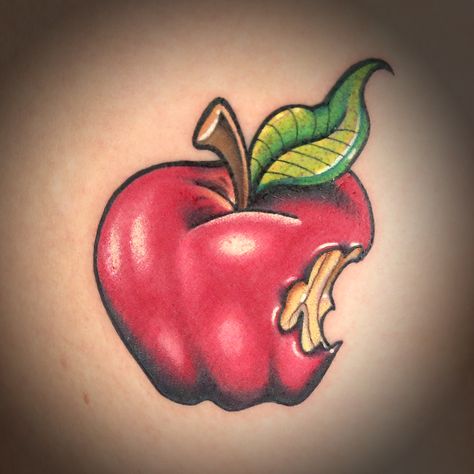 New School Color Apple Tattoo by Tony Medellin Bad Apple Tattoo, Taz Tattoo, Apple Tattoo, Cousin Tattoos, Saved Tattoo, Tree Tattoo, Trendy Tattoos, Tattoo Styles, Tattoos With Meaning