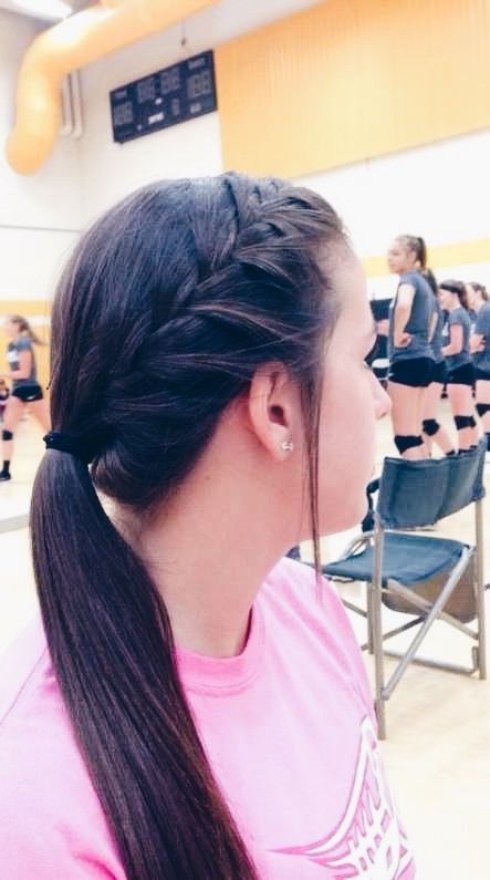 Braids For Softball, Braids For Sports, Volleyball Braids, Volleyball Hairstyle, Cute Volleyball Hairstyles, Braids Pictures, Softball Hairstyles, Cheer Hair, Ball Hairstyles