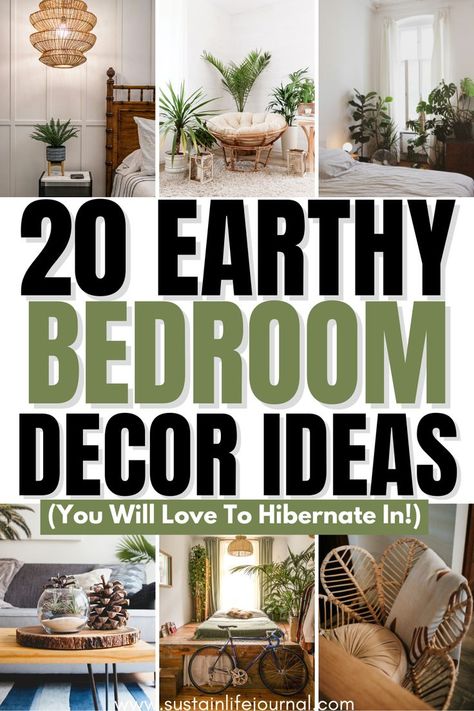 earthy bedroom decor Earth Inspired Bedroom, House Decor Earthy, Nature Based Bedroom Ideas, Southwest Guest Bedroom, Green Earthy Room Aesthetic, Bedroom Decor Natural Earthy, Green Plant Bedroom Aesthetic, Earthy Home Ideas, Bedroom Ideas Nature Theme