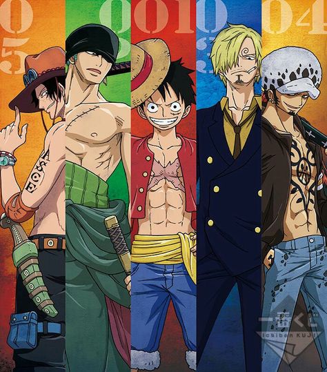 Law, Sanji, Luffy, Zoro et Ace Roronoa Zoro And Sanji, Coco Martin, Zoro Sanji, One Piece Series, Ace And Luffy, Vinsmoke Sanji, Luffy Zoro, Zoro One Piece, One Piece Drawing