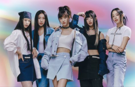 newjeans Denim Photoshoot, Types Of Jeans, Promotional Image, Branding Photoshoot, Kpop Fashion, Denim Outfit, Instagram Update, Pop Group, Korean Girl