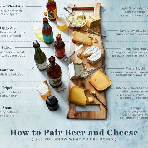 How to Pair Beer and Cheese (Like You Know What You're Doing!) Beer Food Pairings, Beer Tasting Parties, Boozy Milkshake, Brewery Design, Beer Pairing, Beer Food, Food Pairing, Beer Girl, Cheese Pairings