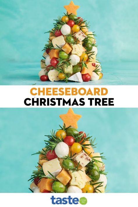 This easy cheesy tree will bring the fun to your Christmas table! We took the 70s pineapple hedgehog and shaped a cone out of the pineapple to secure our tasty bites. Try using different flavoured cheeses to make your nibble tower the ultimate appetiser. Cheese And Pineapple Hedgehog, Cheeseboard Christmas, Christmas Party Buffet, Cheese And Pineapple, Christmas Cheese Boards, Christmas Finger Foods, Christmas Tree Food, Pineapple Christmas, Hedgehog Christmas