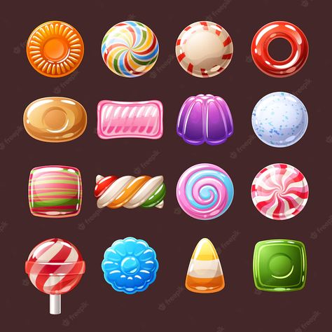 Candy People, Candy Icon, Fruit Icons, Candy Games, Game Icons, Pixel Art Tutorial, Procreate Ipad Art, Candy Art, Cute Food Drawings