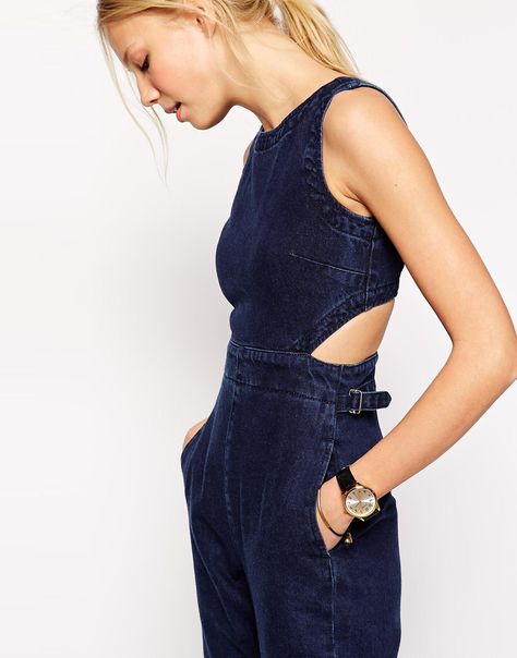 : Moda Denim, Kleidung Diy, Denim Jumpsuit, Wide Leg Denim, Style Chic, Mode Inspiration, Looks Vintage, Look Chic, Shibori