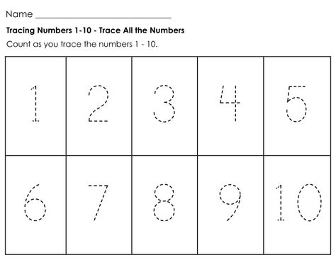 Tracing Numbers 1-10 for Kindergarten Letter Sounds Preschool, Trace Numbers, Shape Tracing, Color Worksheets For Preschool, Tracing Numbers, Student Skills, Numbers Worksheet, Preschool Tracing, Free Preschool Printables