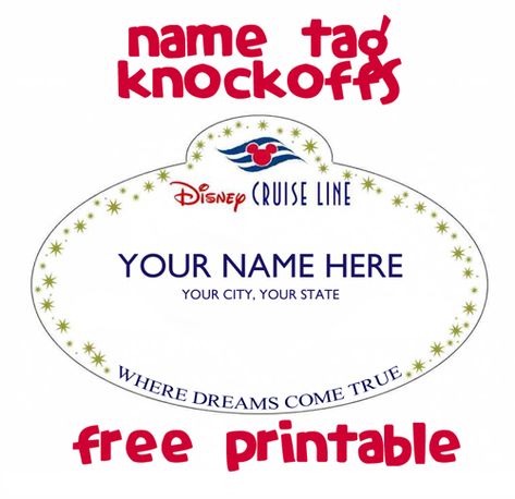 #Free #printable name tag knockoff magnet - fish extender gift idea for #Disney cruise Disney Cruise Fish Extender Gifts, Disney Cruise Door Decorations, Disney Cruise Magnets, Disney Cruise Fish Extender, Disney Fantasy Cruise, Disney Cruise Door, Disney Dream Cruise, Disney Cruise Vacation, Cruise Gifts