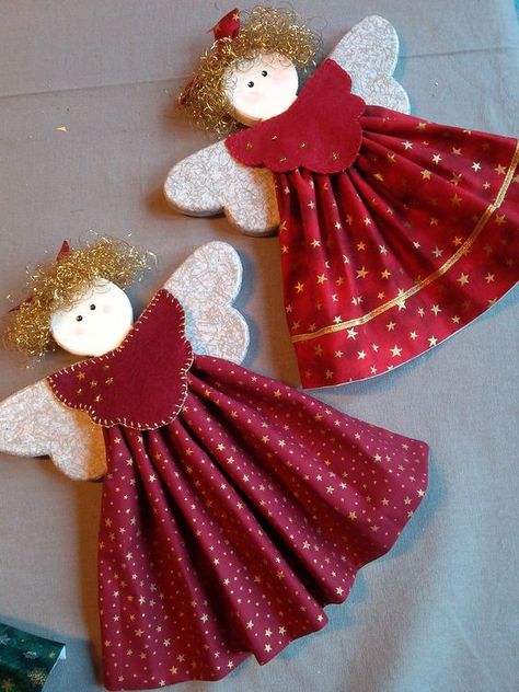 Christmas Angels Crafts Angles, Fabric Christmas Angels, Diy Christmas Angel Ornaments, Christmas Decorations Sewing, Angel Dolls, Diy Felt Christmas Ornaments, Christmas Angel Crafts, Christmas Fabric Crafts, Ornaments To Make