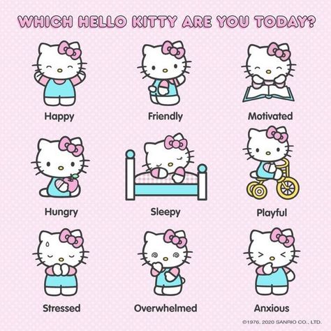 Hello Kitty Stickers, Hello Kitty Printables, Feelings Chart, Kitty Images, Hello Kitty Characters, Cute Messages, Hello Kitty Pictures, Hello Kitty Plush, Hello Kitty Collection