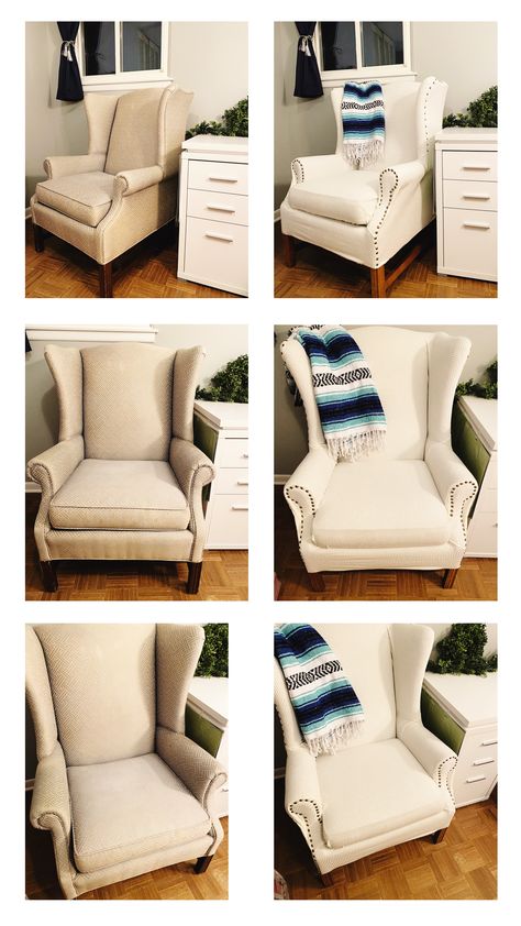 Wing Back Chairs Reupholster, Chair Reupholstery, Wingback Chair Covers, Wing Back Chair, Dollhouse Decorating, Diy Wings, Upholstery Diy, Furniture Hacks, Diy Chair