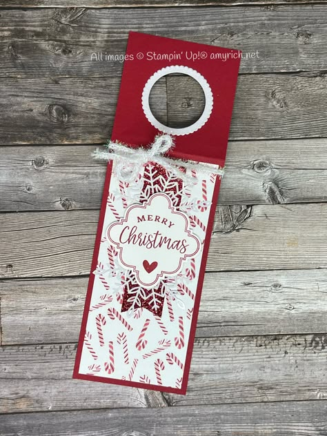 The 12 Projects of Christmas 2022: Project #10 Wine Bottle Tags Template, Christmas Gift Tags Stampin Up, Wine Bottle Hanger, Christmas Tags Handmade, Christmas Bazaar Crafts, Wine Bottle Gift Tags, Wine Bottle Sleeves, Xmas Gift Tags, Wine Gift Tags