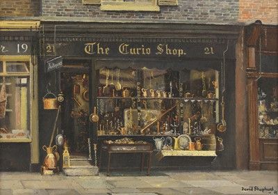 Auction Details | Sworders David Shepherd, Curio Shop, The Old Curiosity Shop, Great Fire Of London, Messy Nessy Chic, Victorian London, Curiosity Shop, Cottage In The Woods, London Today