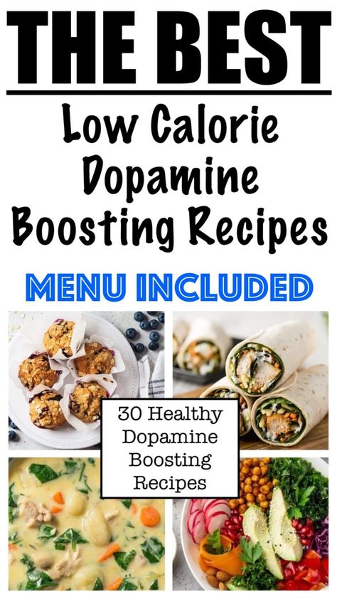 Low Calorie Dopamine Increasing Recipes + Printable Dopamine Menu Dopamine Menu Ideas, Low Calorie Oatmeal, Dopamine Diet, Low Calorie Baking, High Protein Low Calorie, Healthy Food Recipes Clean Eating, Inflammatory Diet, Recipe 30, Healthy Clean Eating