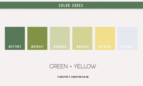 Green and yellow color scheme 1 - I Take You | Wedding Readings | Wedding Ideas | Wedding Dresses | Wedding Theme Mint Color Schemes, Tile Color Palette, Yellow Bedroom Walls, Yellow Color Combinations, Wedding Readings, 3d Wall Murals, Yellow Colour Scheme, Yellow Decor, Color Palette Yellow