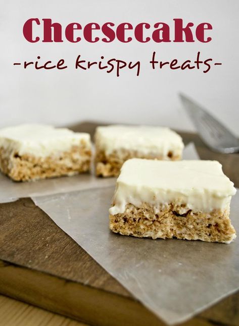 Mallow and Co.: Cheesecake Rice Krispies Rice Krispies Recipe, Krispie Treats Recipe, Krispy Treats, Candy Treats, Cereal Treats, Rice Krispy, Rice Crispy Treats, Rice Krispie Treats, Crispy Treats