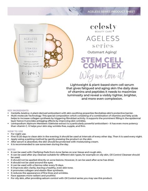 Celesty Makeup, Celesty Beauty, Plant Cell, Clean Makeup, Beauty Sets, Stem Cells, Fatty Acids, Aging Skin, Beauty Care