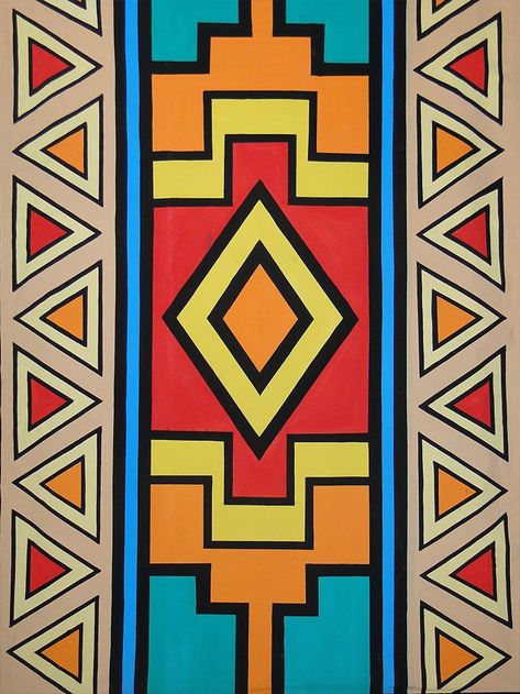 Ndebele Art Pattern, Africa Art Design Pattern, Africa Art Painting, African Pattern Art, Ndebele Pattern, Ndebele Print, Ndebele Art, African Art Projects, Africa Art Design