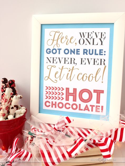 Polar Express Printable for a Hot Cocoa Bar- perfect for a Polar Express Family Night! Polar Express Theme Birthday Party, Polar Express Table Decor, Polar Express Hot Cocoa Bar, Hot Cocoa Door Decorations For School, Polar Express Hot Chocolate Bar, Polar Express Printable, Polar Express Decorations, Polar Express Party Ideas, Polar Express Hot Chocolate