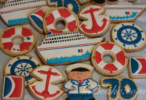 life preserver cookies - Google Search Cruise Cookies, Carnival Logo, Cruise Theme Parties, Ship Cookies, Cruise Ship Party, 70 Birthday, Beach Cookies, Shipping Cookies, Cruise Party