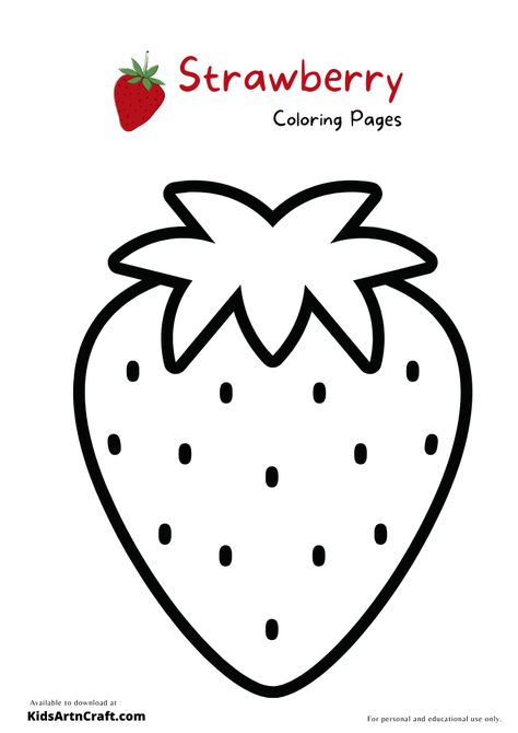 Strawberry Coloring Pages For Kids – Free Printables Check more at https://www.kidsartncraft.com/strawberry-coloring-pages/ Strawberry For Coloring, Strawberry Art And Craft, Strawberry Colouring Pages, Strawberry Activity For Preschool, Printable Strawberry Template, Coloring Fruits For Kids, Strawberry Coloring Pages Free Printable, Free Preschool Coloring Pages Printables, Strawberry Crafts For Toddlers