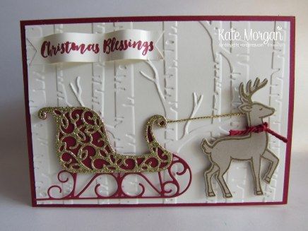 cards-by-kate-santas-sleigh-christmas-pines-woodland-diy-christmas-reindeer-holidaycatalogue2016-stampinup-cardsbykatemorgan Christmas Cards 2017, Reindeer Card, Santa Cards, Handmade Christmas Card, Santa's Sleigh, Homemade Christmas Cards, Merry Christmas Wishes, Stampin Up Christmas Cards, Christmas Sleigh