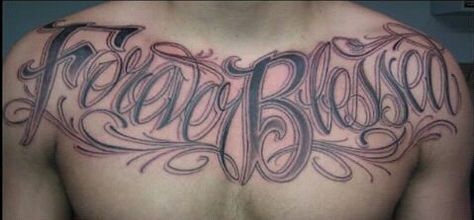 Forever Blessed Forever Blessed Tattoo, Chest Tattoo Lettering, Tattoo Calligraphy, Blessed Tattoo, Tattoo Lettering, Chest Tattoo, Tattoo Stencils, Tatting, Calligraphy