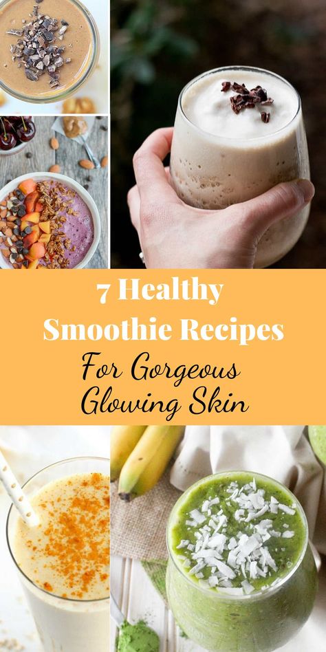 Glow Smoothie Recipe, Skin Care Smoothie Recipes, Whole Food Smoothie Recipes, Glowing Skin Smoothie Recipes, Hydrating Smoothie Recipes, Antioxidant Food Recipes, Healthiest Smoothie Recipes, Smoothie Recipes For Clear Skin, Skin Healthy Foods