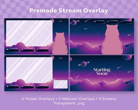 Purple Starry Night, Cute Twitch Overlay, Purple Night Sky, Purple Night, Streamer Dr, Stream Overlay, Galaxy Background, Twitch Overlay, Twitch Stream