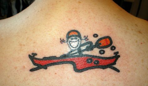 Kayaking Tattoos For Women, Kayak Tattoo Simple, Kayak Tattoo Ideas Design, Kayak Tattoo, Canoe Tattoo, Kayak Doodle, Kayak Line Drawing, Kayak Art, Kayak Stickers