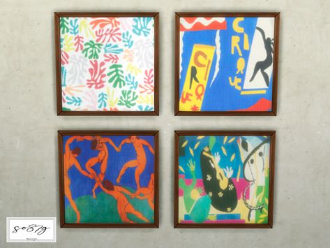 so87g's Expressionism Sims 4 Cc Abstract Paintings, Sims 4 Matisse Cc, Vintage Tile Floor, Nordic Table, Matisse Paintings, Sims 4 Collections, Vintage Tile, Sims Community, Cc Sims