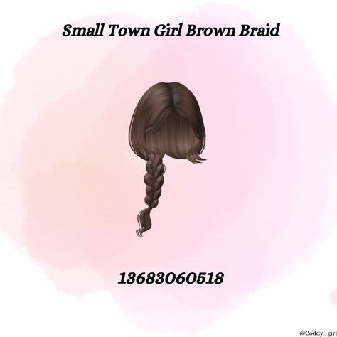 Bloxburg Brown Hair Codes Braids, Braid Hair Codes For Berry Ave, Berry Avenue Braid Hair Codes, Brown Hair Id, Roblox Id Codes, Brown Hair Roblox, Pelo Cafe, Hoodie Roblox, Bangs Wavy Hair