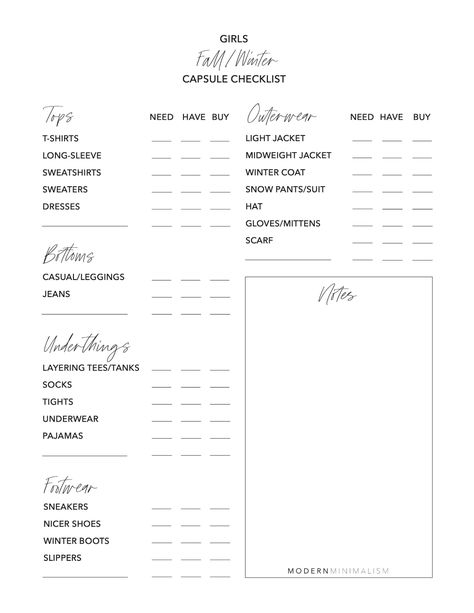 Wardrobe Printable, Kids Capsule Wardrobe, Capsule Wardrobe List, Wardrobe Checklist, Fall Winter Capsule Wardrobe, Capsule Wardrobe Checklist, Essential Clothing, Capsule Wardrobe Women, Minimalist Kids