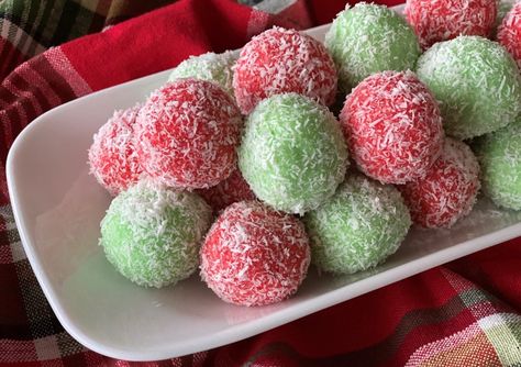 Jello Balls, Coconut Jello, Christmas Coconut, Christmas Jello, Holiday Dessert Table, Jello Recipe, Coconut Balls, Holiday Desserts Table, Gelatin Dessert