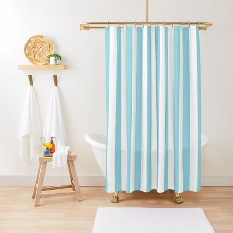 Large Sky Blue and White Vertical Cabana Tent Stripes Shower Curtain https://www.redbubble.com/i/shower-curtain/Large-Sky-Blue-and-White-Vertical-Cabana-Tent-Stripes-by-podartist/26065425.YH6LW Green Mattress, Blue Shower Curtain, Striped Chair, Robin Egg Blue, Blue Shower Curtains, Mattress Buying, Pale Aqua, Striped Shower Curtains, White Shower Curtain