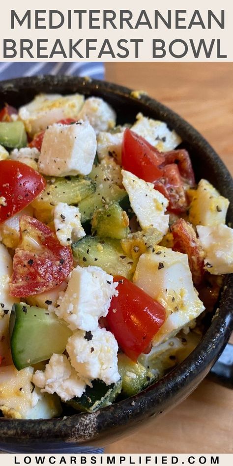 Mediterranean Breakfast Salad, Hard Boiled Eggs For Breakfast, Mediterranean Keto Breakfast, Quick Mediterranean Breakfast Ideas, Breakfast With Cucumbers, Mediterranean Diet Egg Recipes, Ways To Eat Hard Boiled Eggs, Quick Mediterranean Breakfast, Breakfast With Boiled Eggs