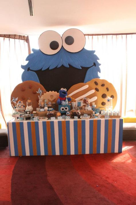 Keagan's Sesame Street Birthday Party By Dreamflavours Celebrations Cookie Monster Birthday Party, Monster Baby Showers, Monster Birthday Party, Monster 1st Birthdays, Cookie Monster Party, Cookie Monster Birthday, Elmo Birthday Party, Sesame Street Birthday Party, Monster Birthday Parties