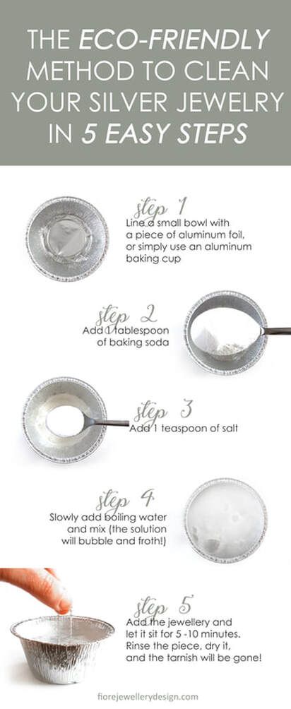 HOW TO CLEAN YOUR SILVER JEWELLERY IN JUST 5 MINUTES - Fiore Jewellery Cleaning Tarnished Silver, Cleaning Silver, Homemade Jewelry Cleaner, Jewelry Cleaner Diy, Silver Jewelry Cleaner, How To Clean Silver, Diy Cleaning Solution, Clean Sterling Silver, Homemade Cleaning Solutions