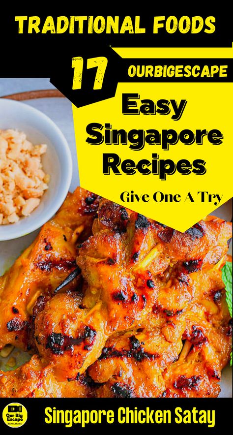 Singapore Food Recipes, Singapore Rice Recipes, Singapore Chicken Curry, Noodle Recipes Chicken, Singapore Satay Recipe, Singaporean Recipes, Singapore Chicken Rice, Singapore Chicken, Singapore Traditional Food