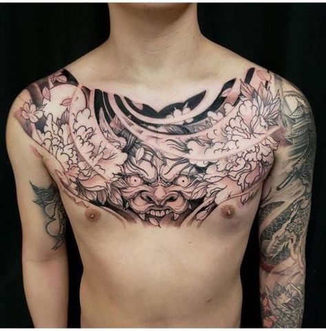 Chest Tattoos For Guys, Chest Tattoo Japanese, Tattoo Japonais, Japanese Tattoo Meanings, Full Chest Tattoos, Japanese Tattoos For Men, Female Tattoo Models, Cool Chest Tattoos, Chest Tattoos