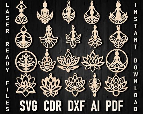 Yoga Earring SVG DXF Laser Cut Lotus Templates for Wood Acrylic Leather Christmas Chakra Jewelry Vector Files Laser Cricut Glowforge Xtool Laser cut files #lasercutfiles laser cut files svg #lasercutfilessvg laser cut 3d files #lasercut3dfiles pattern #pattern  patterns #patterns templates #templates 5.162 Yoga Earrings, Leather Christmas, Earring Svg, Cdr File, Laser Cut Earrings, Wood Acrylic, Chakra Jewelry, Custom Earrings, Laser Cut Files