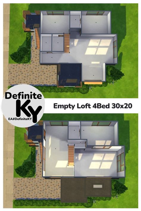 Download from Patreon/EA gallery #DefiniteKY 30x20 House Plans Layout, 30x20 House Plans, 30x20 House Plans Sims 4, House Plans Sims 4, Sims 4 Loft, House Designs Ireland, Sims 4 Houses Layout, Sims 4 Beds, The Sims 4 Lots