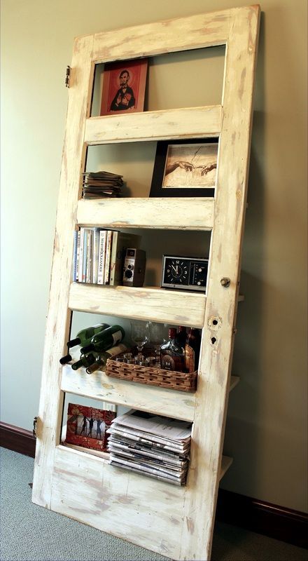 old doors repurposed into bookshelves!: Old Doors Repurposed, 5 Panel Door, Vintage Doors Repurposed, Repurposed Doors, Door Repurposed, 5 Panel Doors, Shelf Door, Wood Benches, Door Shelf