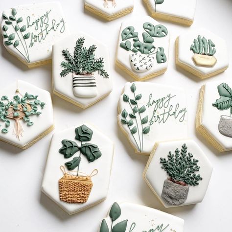 Courtney Firtha’s Instagram post: “Happy plant vibes 🌱... I’m going to pretend it’s not snowing right now!! • • • Combo inspiration from these amazing ladies:…” Plant Party Food, Plant Sugar Cookies, Plant Cookies, Succulent Cookies, Plant Vibes, Cookie Recipes For Kids, Flooding Cookies, Sugar Cookie Royal Icing, Sugar Cookie Designs