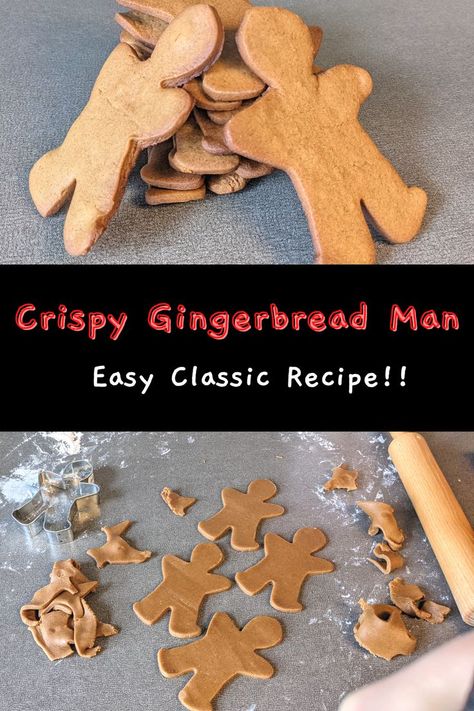 Gingerbread Man Recipe For Kids, Christmas Baking With Kids, Easy Christmas Cookies For Kids, Cookies For Kids To Make, Easy Gingerbread Man Recipe, Kids Christmas Baking, Crispy Gingerbread Cookies, Gingerbread Man Cookie Recipe, Traditional Gingerbread