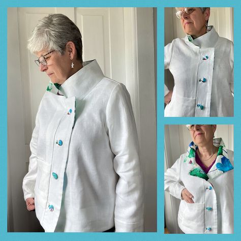 Vogue Patterns MISSES' JACKET WITH STAND COLLAR AND EXTENDED PLACKET 9287 pattern review by Farmernan1 Sewing Bee, Vogue Patterns, Straight Stitch, Spring Jackets, Lining Fabric, Choose The Right, Covered Buttons, Stand Collar, Sewing Pattern