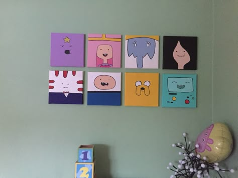 Adventure Time Painting Easy, Hall Decorations, Acrylic Art Projects, Disney Art Drawings, Painting Canvases, Time Painting, Hall Decor, Canvas Ideas, Painted Canvas