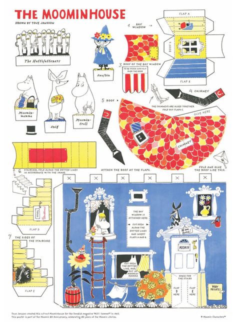 Moomin House Illustration, Moomin House Diy, Moomin House Interior, Moomin Birthday Party, Moomin Craft, Moomin Diy, Moomin Poster, Moomin House, Moomin Books