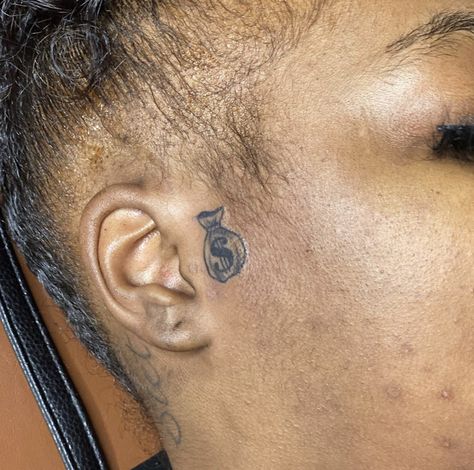 Dollar Sign Face Tattoo, Number Face Tattoo, Baddie Face Tattoos, Tiny Face Tattoos For Women, Side Face Tattoo, Small Face Tattoo, Small Face Tattoos For Women, Small Face Tattoos, Money Bag Tattoo