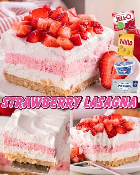 Princess Pinky Girl Princess Pinky Girl Recipes, Strawberry Lasagna, Princess Pinky Girl, Pinky Girl, Recipe Girl, Strawberry Milk, Lasagna Recipe, Cool Whip, Looks Yummy